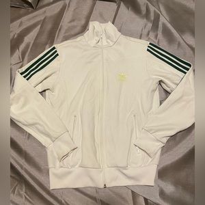 Vintage White and Green 3 Stripe Adidas Track Jacket Y2K 90’s